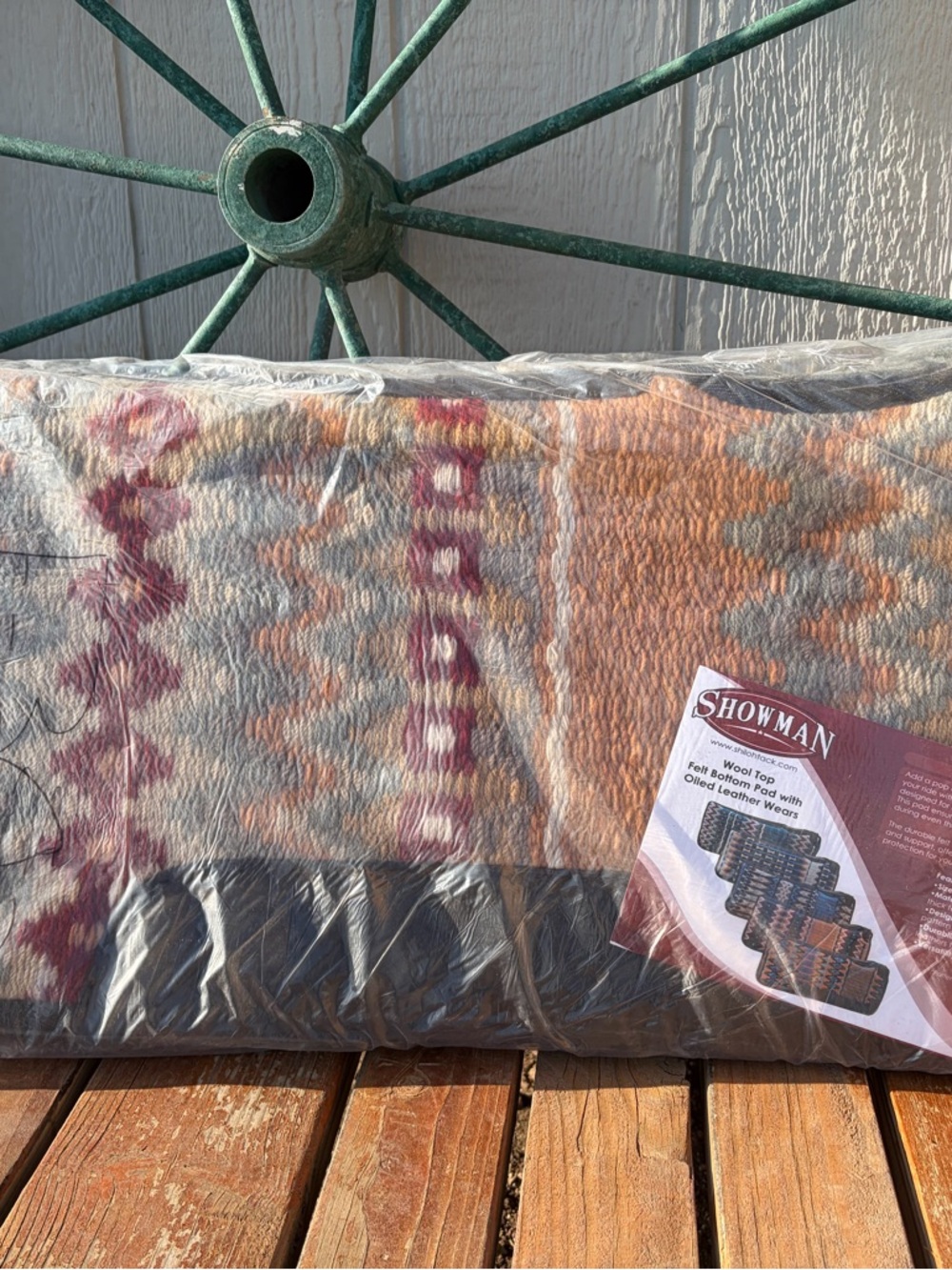 Showman Orange and Tan Wool-Blend Pet Saddle Pad
